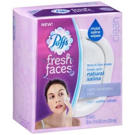 Puffs-Fresh Faces Light Lavender Scent Natural Saline Wipes